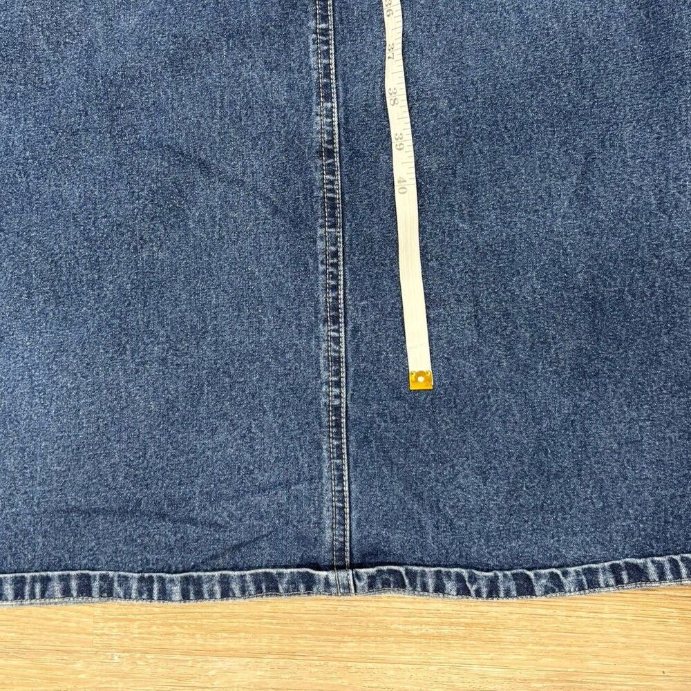 Denim Cargo Dress Womens Size 2X Y2K 00s Midi J.L.N.Y. Vintage Side Slits Maxi - Picture 7 of 10